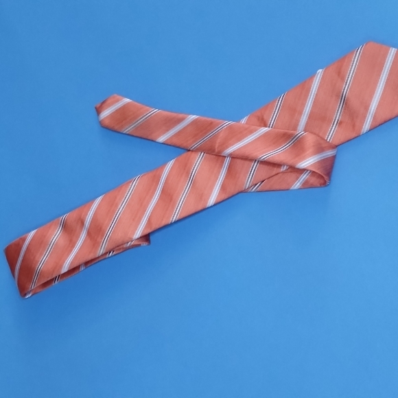 Peach and White Striped Tie - Picture 3 of 3